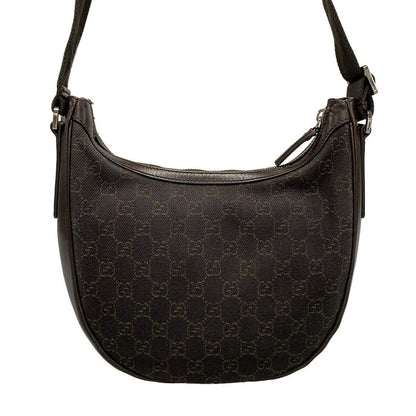 Gucci Shoulder Bag GG Pattern 101682 Dark Brown Leather