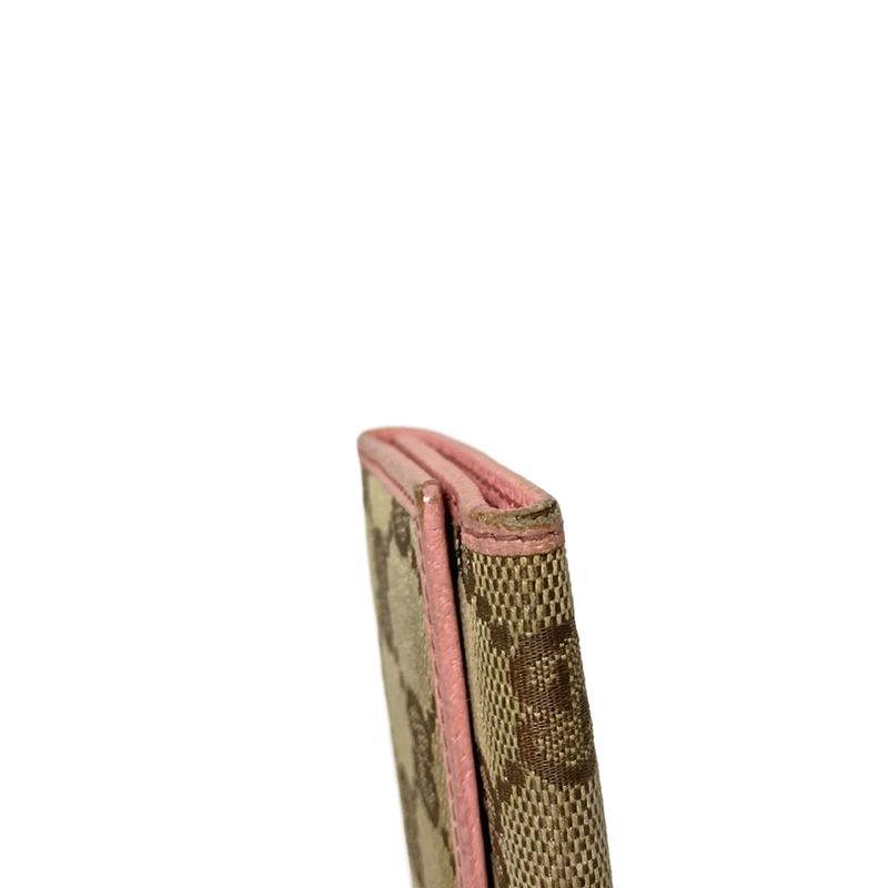 Gucci Key Case GG Pattern 138096 Beige X Dark Brown X Pink 6 Hooks Leather