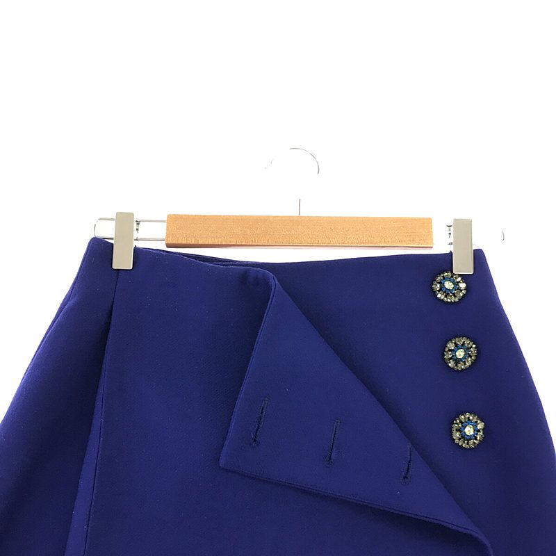 Christian DIOR - Wool Bijoux Button Skirt - 36 - Navy - Women's