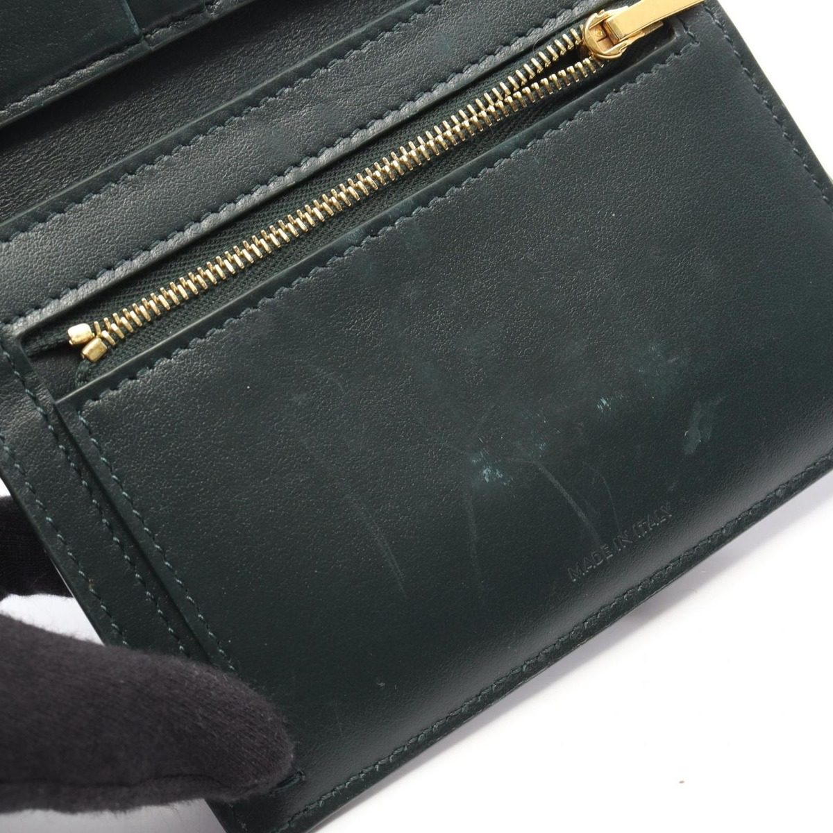 Celine Bifold Wallet Strap Green Leather — view 6