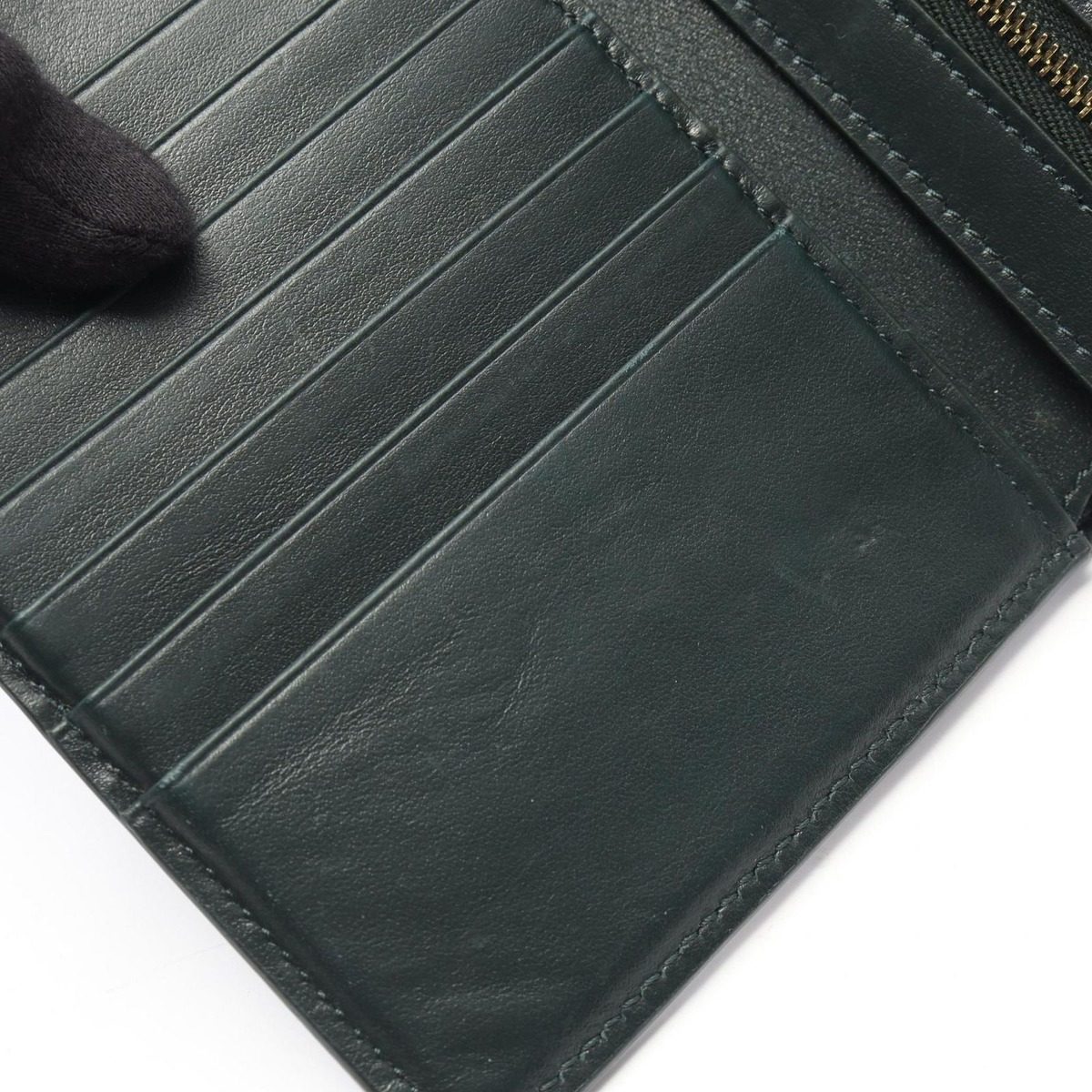 Celine Bifold Wallet Strap Green Leather — view 7