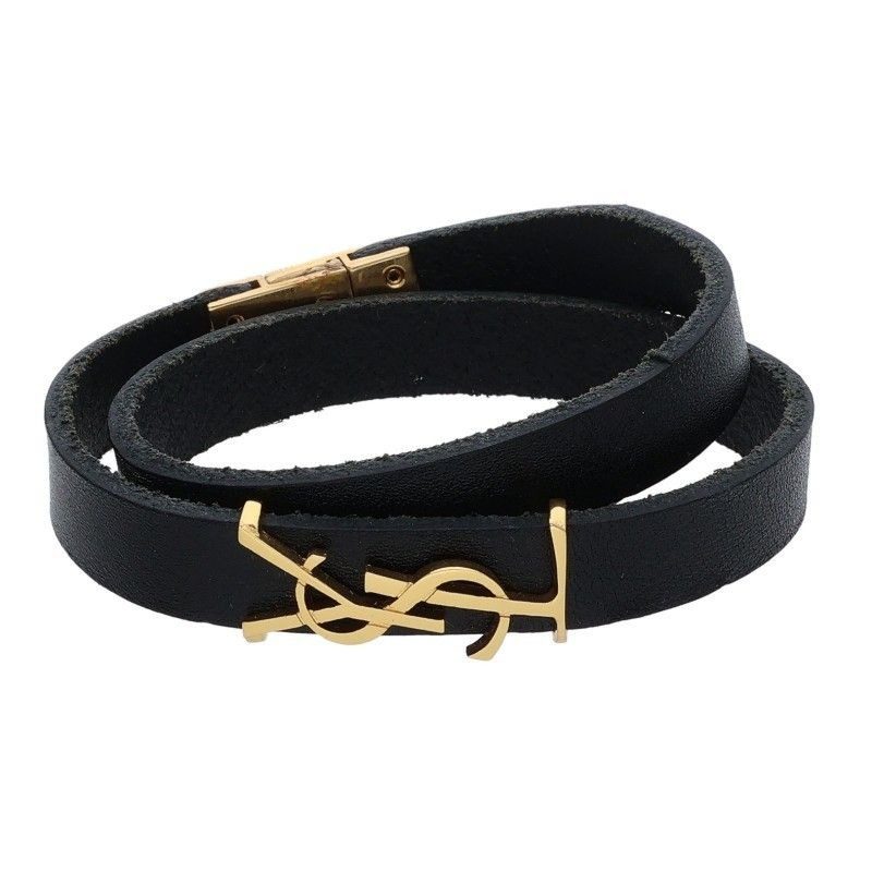 Saint Laurent Paris Ysllogo Leather Bracelet