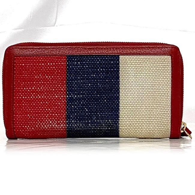Gucci Round Zipper Long Wallet Red Navy