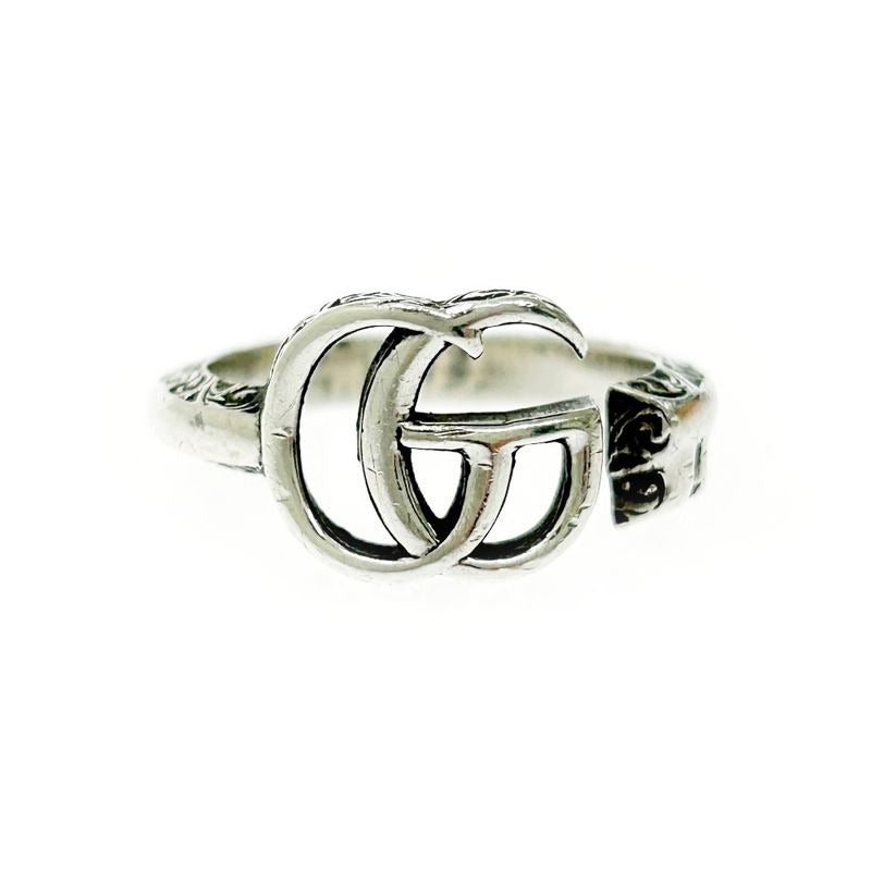 Gucci Silver Arabesque GG Engraved Edge Key Ring 5.6 g 925