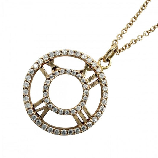 Tiffany & Co Necklace Atlas Open Diamond Pendant 18k PG 18k Pink Gold