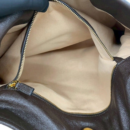 Gucci Horsebit Leather Drawstring Shoulder Bag Brown — view 10