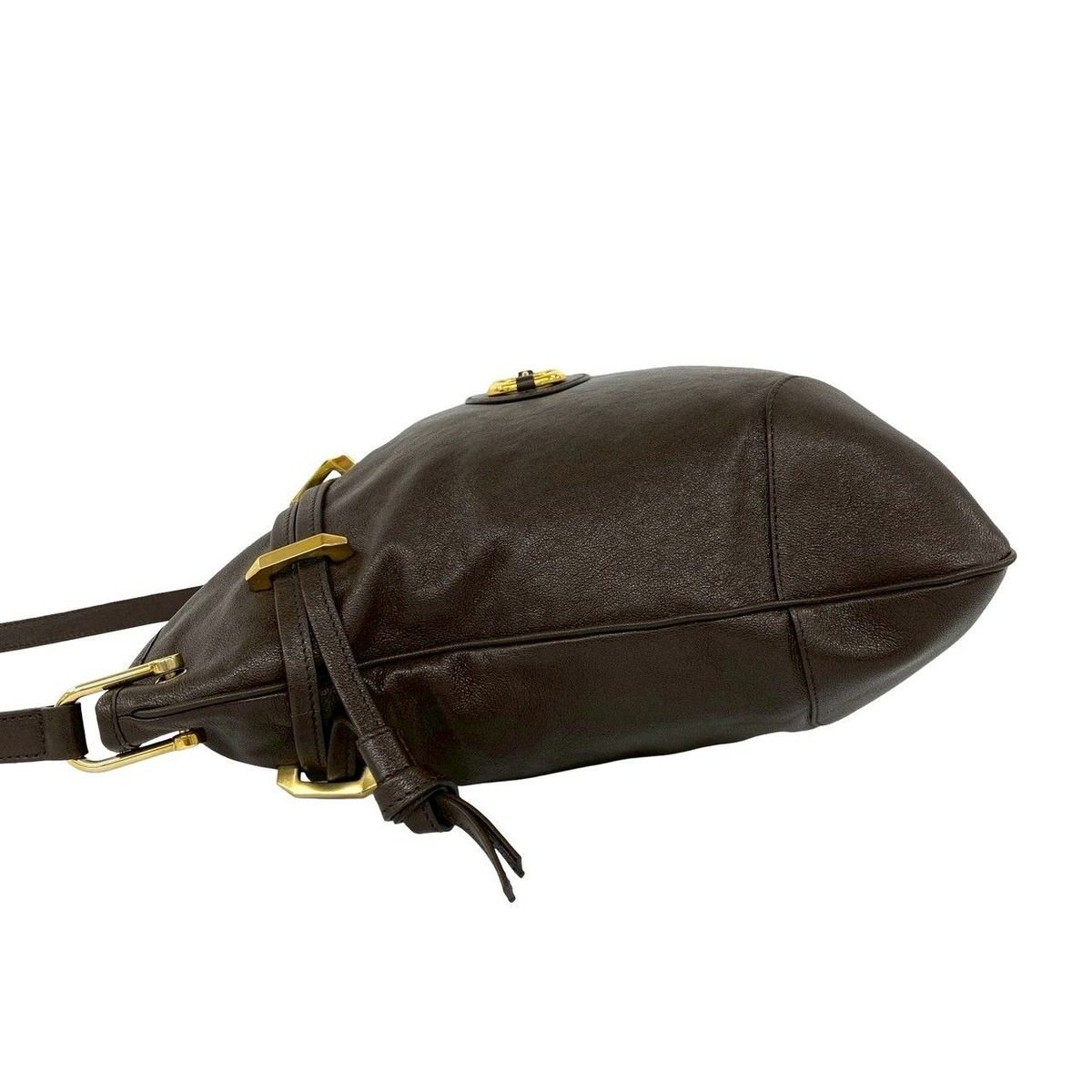 Gucci Horsebit Leather Drawstring Shoulder Bag Brown — view 5
