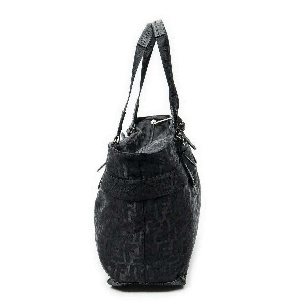 Fendi Medium Belt Tote Black Zucca Nylon Canvas — view 3