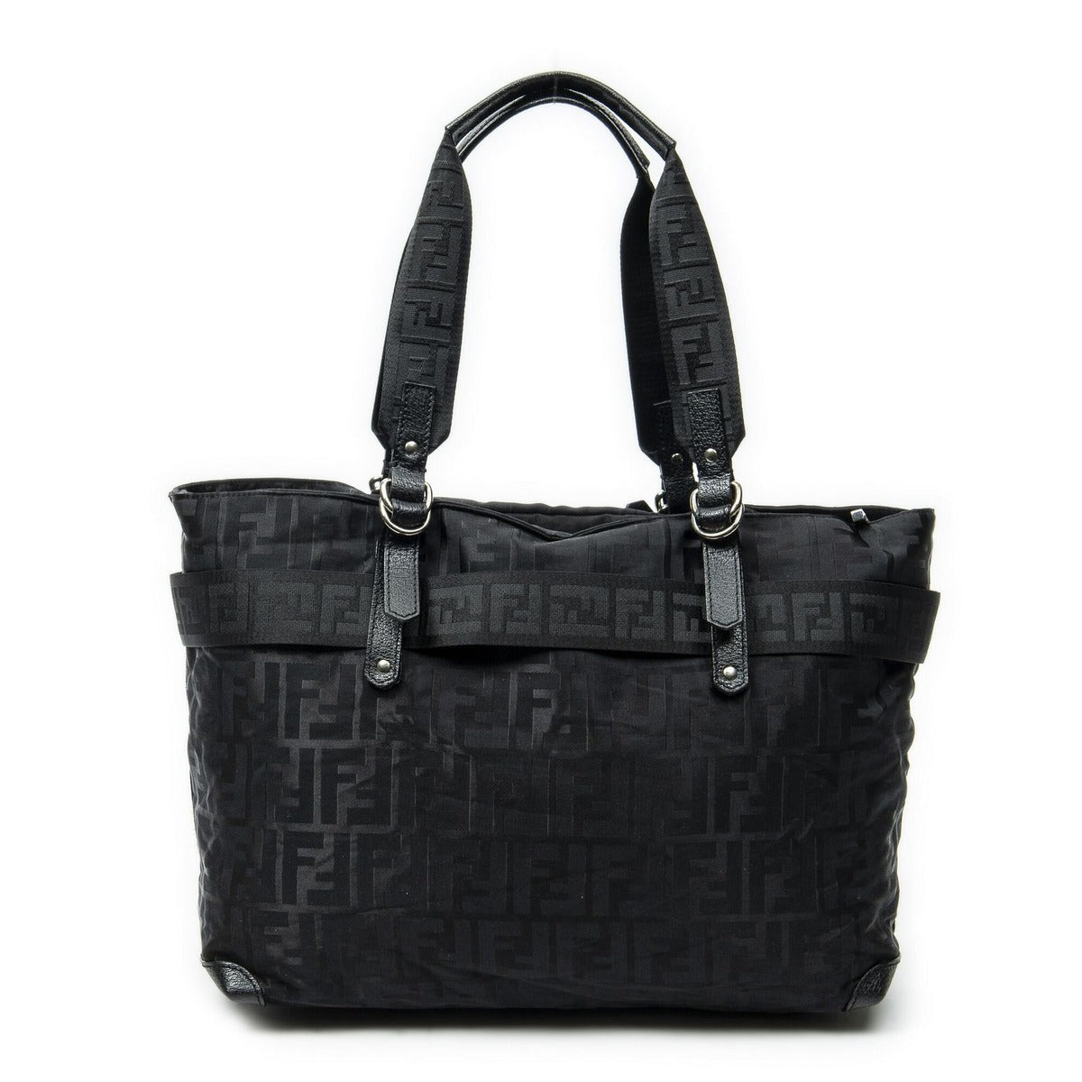 Fendi Medium Belt Tote Black Zucca Nylon Canvas — view 5