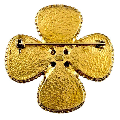 Chanel Vintage CC Logo Gripoix Flower Brooch Multi Gold — view 3