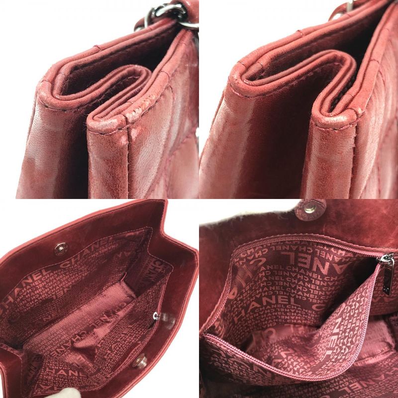 Chanel Tote Bag Chocolate Bar 255 Lambskin Red