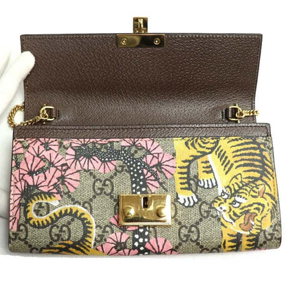 Gucci GG Supreme Chain Wallet Bengal Tiger/cherry Blossom Pattern Long Wallet