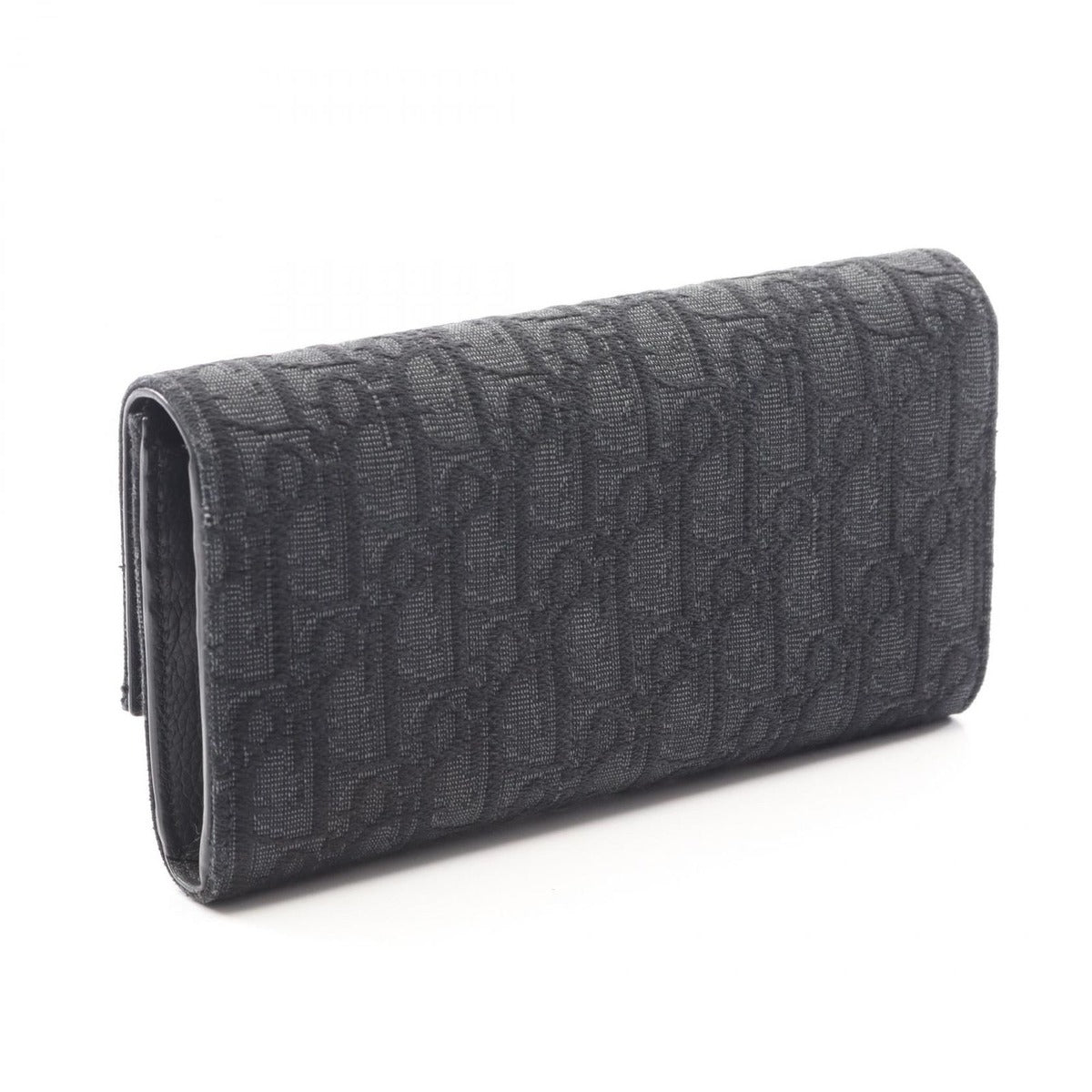 Dior Bifold Wallet Autumn Blue Jacquard Black Canvas Auction Zip Long — view 2