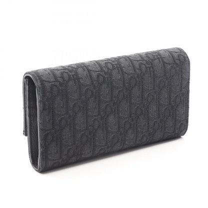 Dior Bifold Wallet Autumn Blue Jacquard Black Canvas Auction Zip Long — view 2