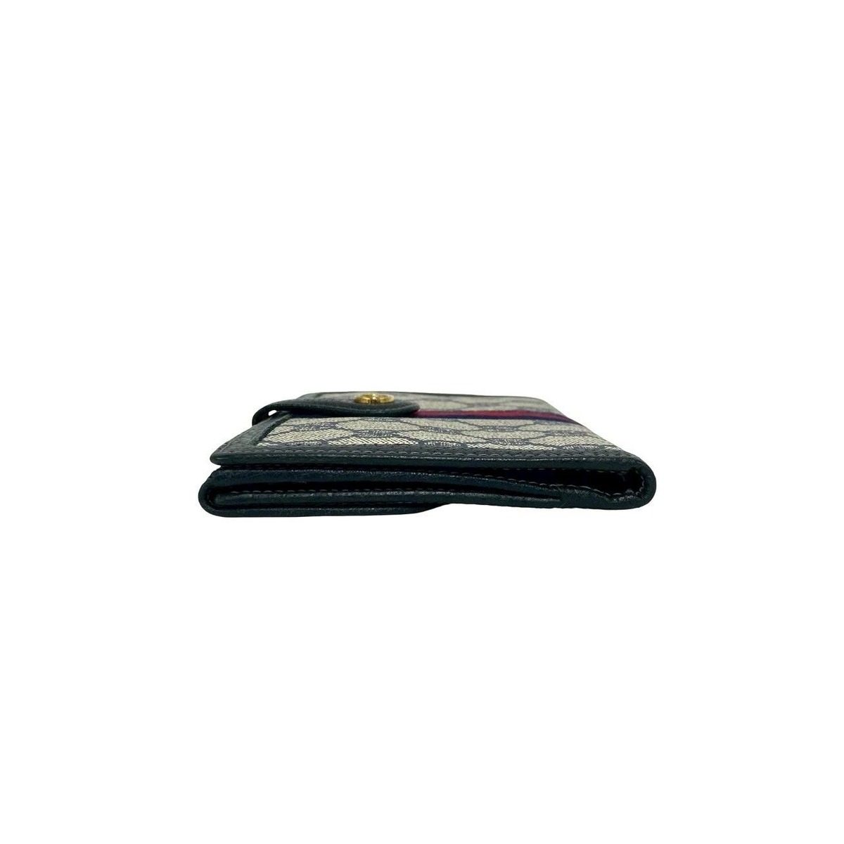 Gucci Vintage Sherry Line GG Logo Leather Bifold Wallet Navy — view 4