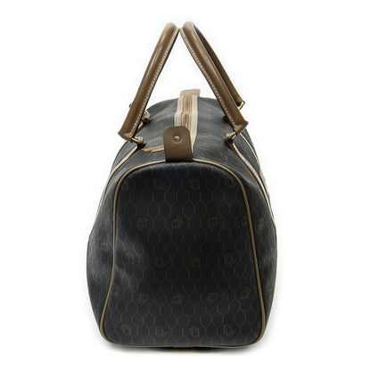 Dior Vintage Small Travel Boston Dark Gray Brown Honeycomb Canvas — view 4