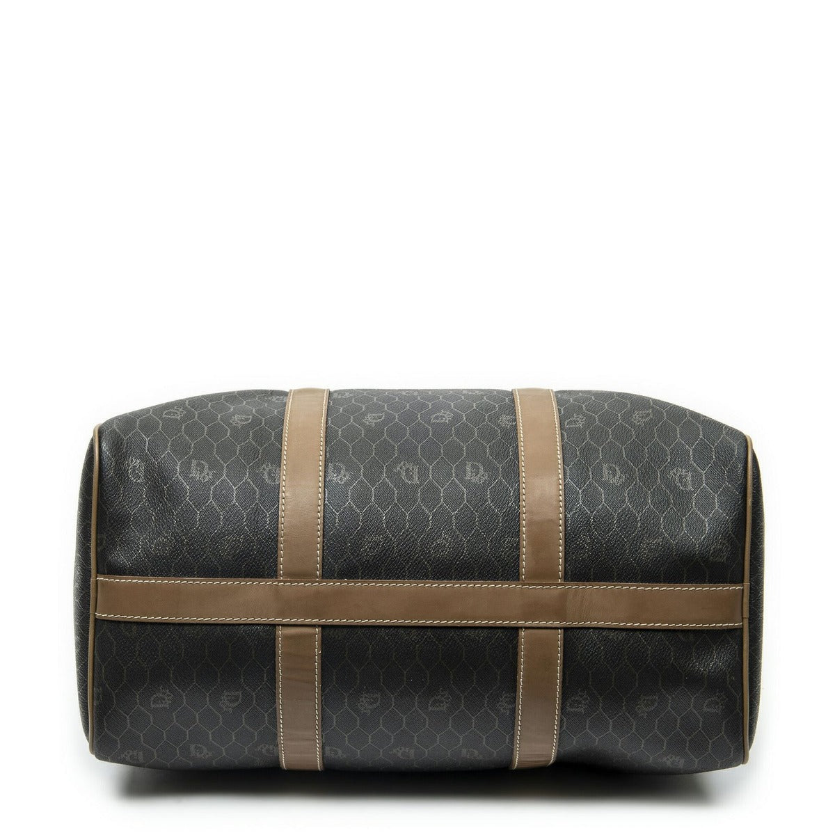 Dior Vintage Small Travel Boston Dark Gray Brown Honeycomb Canvas — view 6