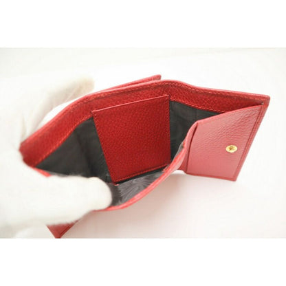 Gucci Compact Wallet Trifold GG Momant Leather Red Gold — view 5