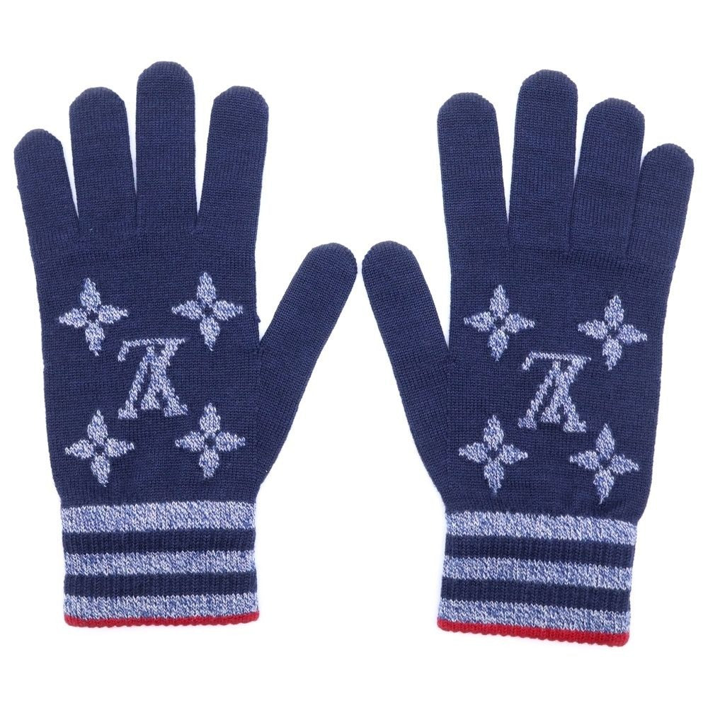 Louis Vuitton Monogram Stripes Glove Navy Wool Gloves