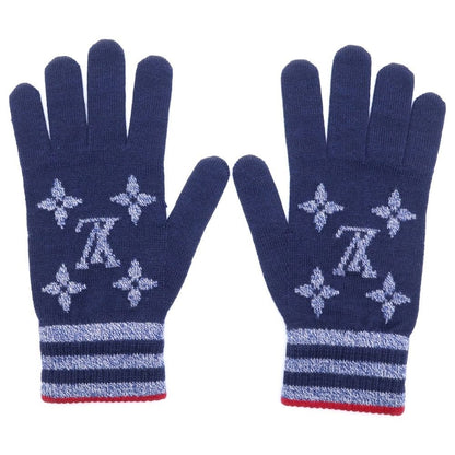 Louis Vuitton Monogram Stripes Glove Navy Wool Gloves
