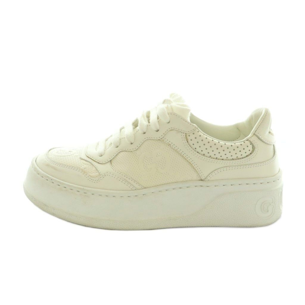 Gucci GG Embossed Leather Sneakers Shoes 36 White