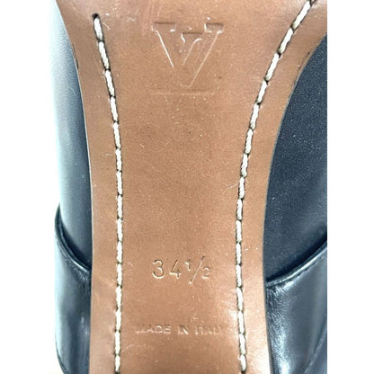 Louis Vuitton Leather Cross Belt Heel Long Boots 34 1 2 El0503 Black — view 2