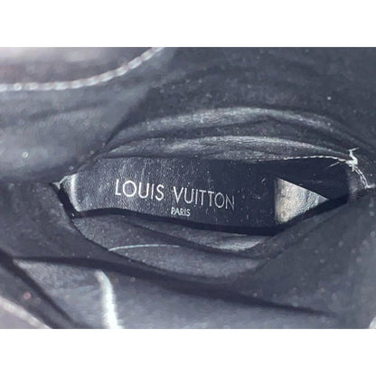 Louis Vuitton Leather Cross Belt Heel Long Boots 34 1 2 El0503 Black — view 3