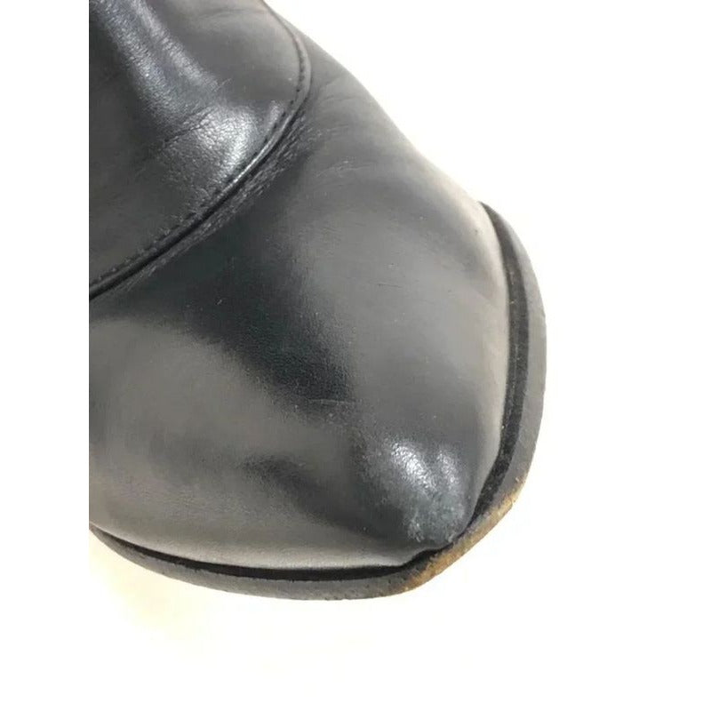 Louis Vuitton Leather Cross Belt Heel Long Boots 34 1 2 El0503 Black — view 7