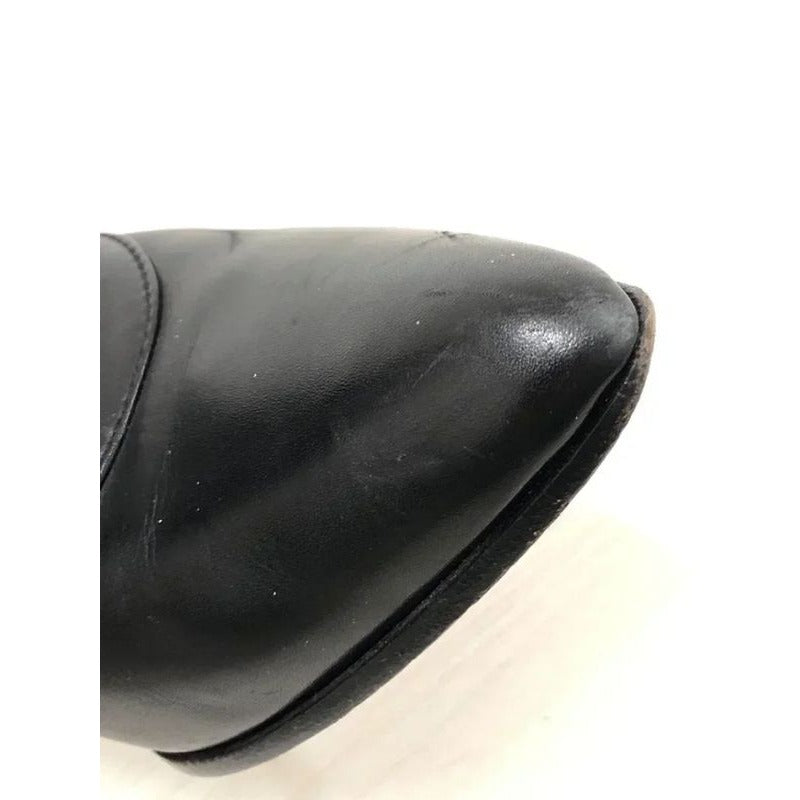 Louis Vuitton Leather Cross Belt Heel Long Boots 34 1 2 El0503 Black — view 8