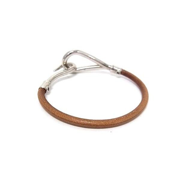 Hermes Jumbo Leather Silver Bracelet Brown — view 2