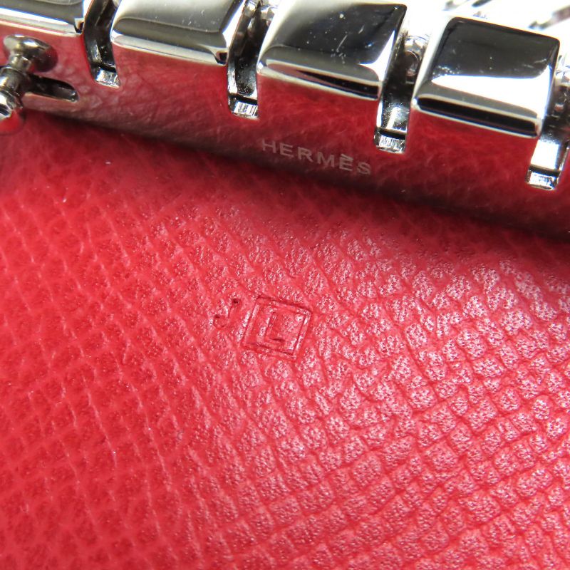 Hermes Bearn H Logo Silver Hardware Vaux Epson 4-ribbon Key Case Red L