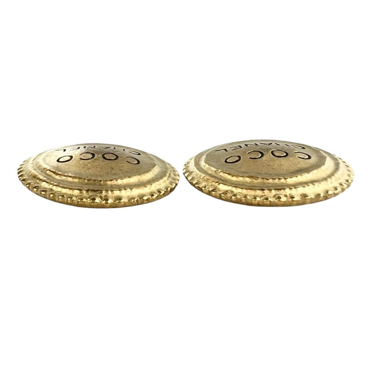 Chanel Round Logo Metal Gold Earrings — view 7