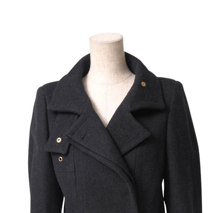 Gucci Coat Size 38 Cashmere Blend Belted Stand Collar Stainless Steel Middle