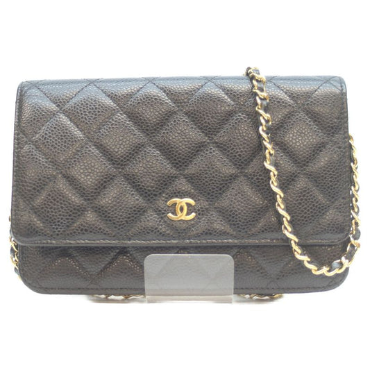 Chanel Ap0250 No 27 Black Caviar Ghardware Chain Wallet