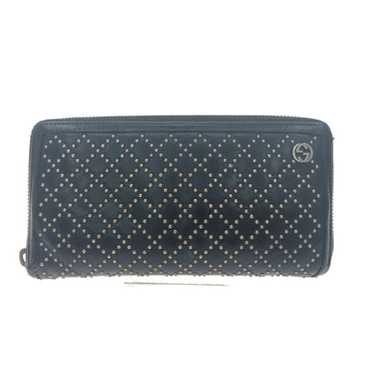 Gucci Diamante Studded Round Zipper Long Wallet GG 2 Zipper Heads