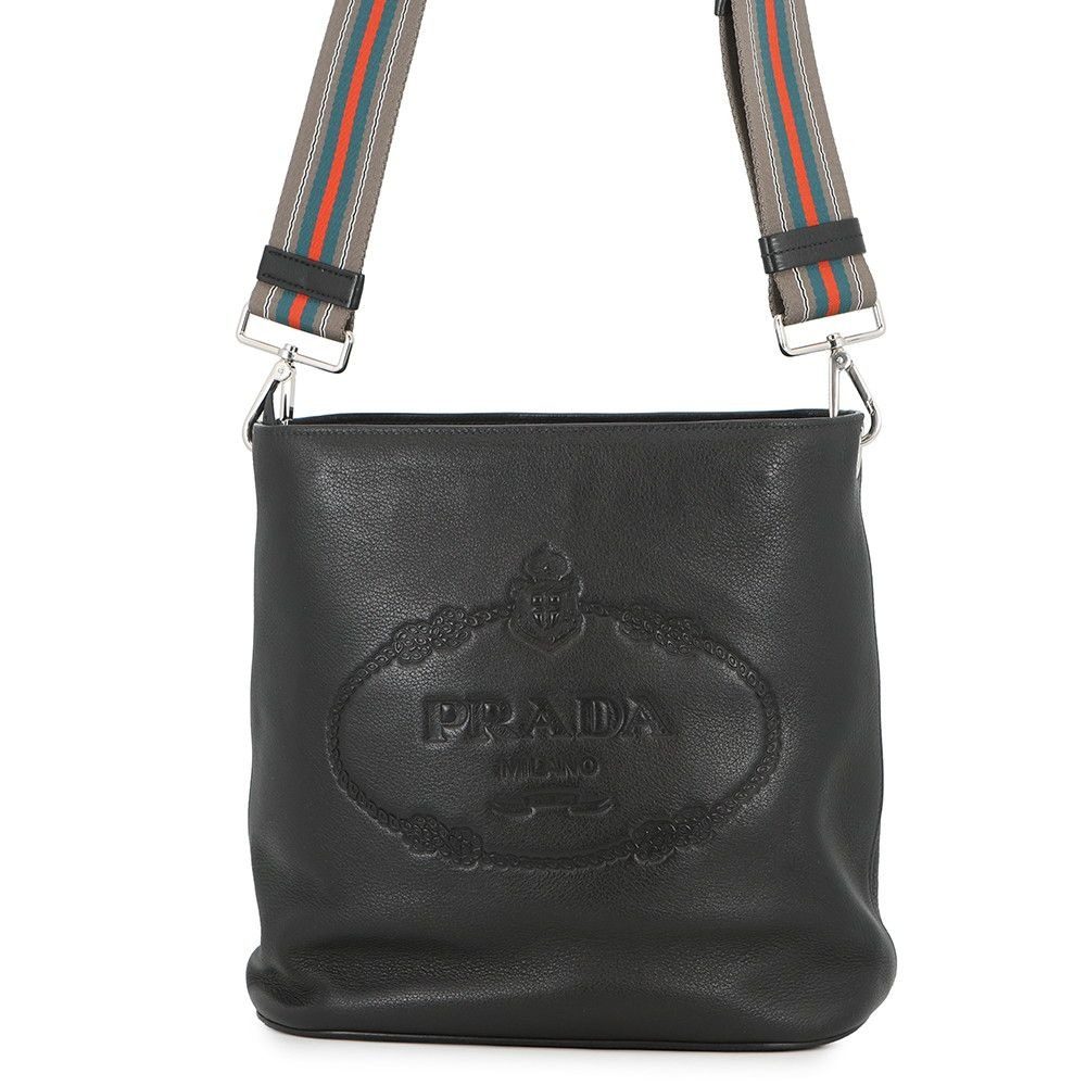 Prada Shoulder Bag Vitello Phoenix Leather Black