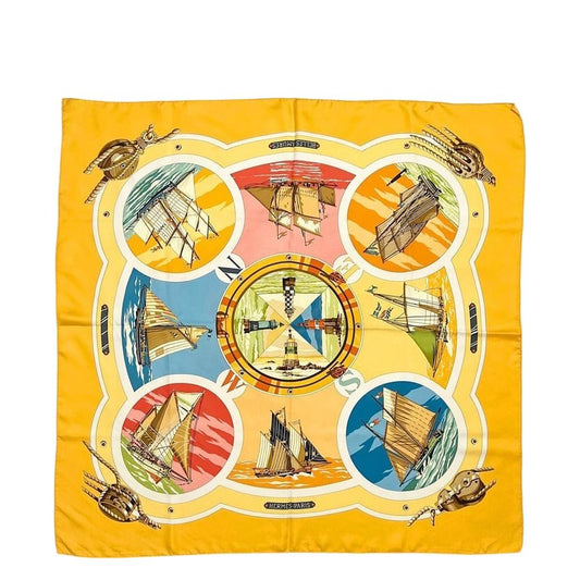 Hermes Scarf Carre 90 Yellow Belles Amures Aesthetics Of Sails Already Cleaned