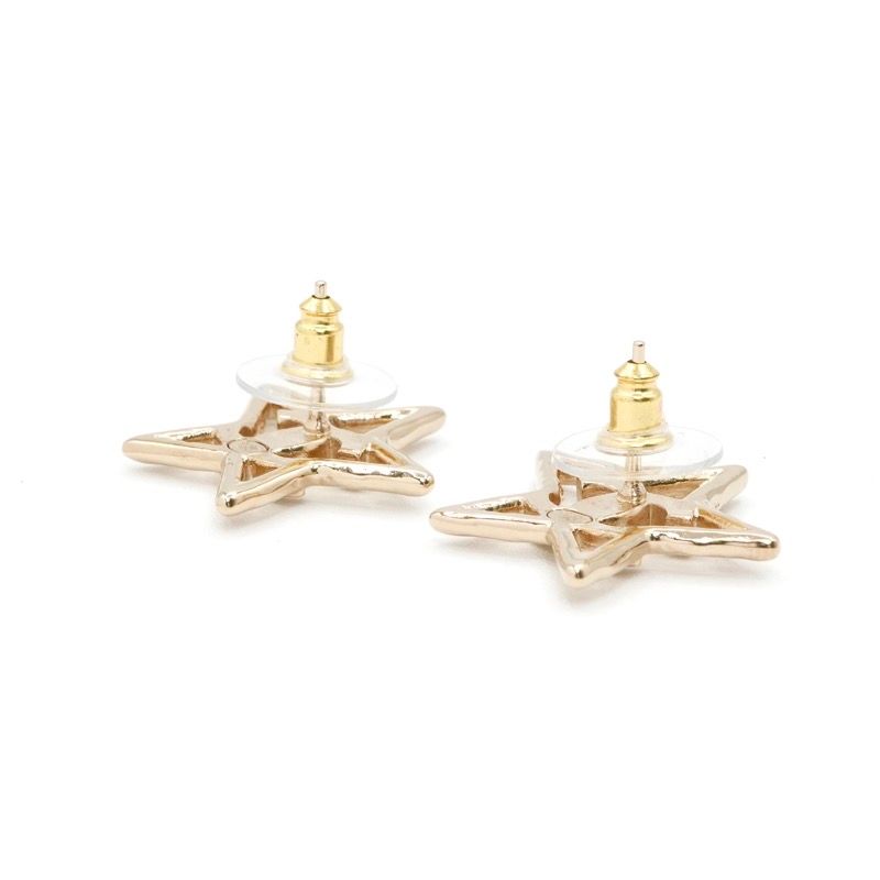 Chanel Earrings Earring Gold White Coco Mark Star