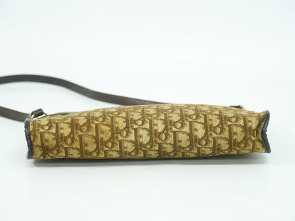 Authentic Christian DIOR Trotter Shoulder Bag Canvas Brown Trotter Bag Pre-owned