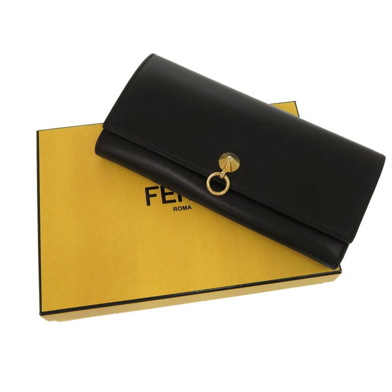 Fendi By The Way Continental 8m2051 Leather Black Long Wallet Black 2043 Fendi