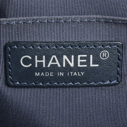 Chanel Matelasse Chain Tote Leather Navy Silver Hardware Coco Charm