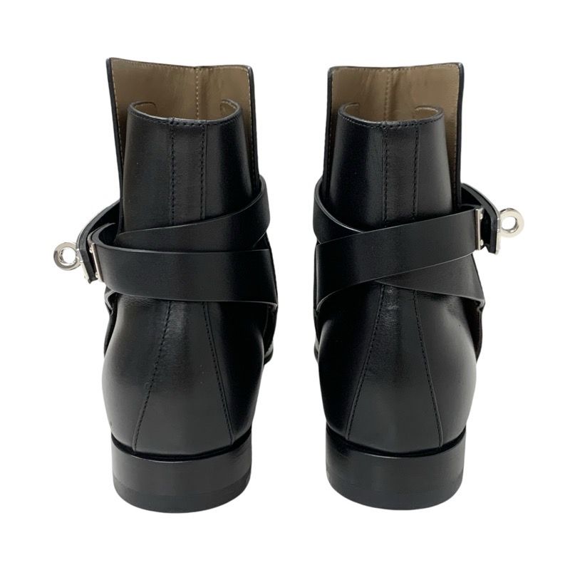 Hermes Neo Boots Short Boots Shoes Leather Black Silver Kelly Hardware