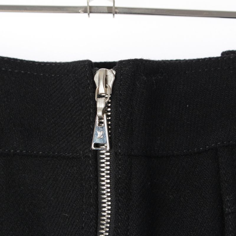 Louis Vuitton Wool Zip Design Melton Skirt Black 38