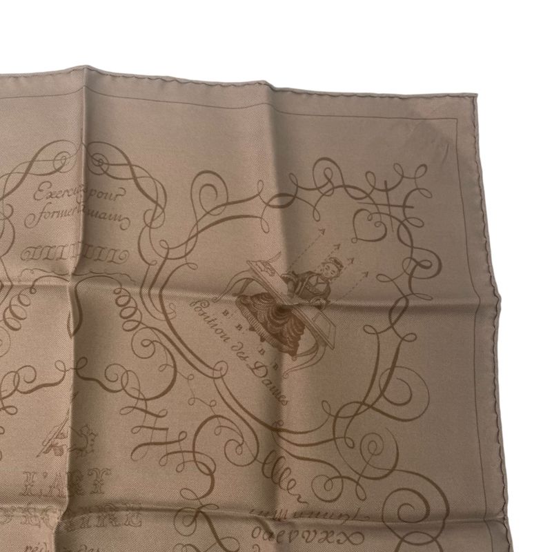 Hermes LART Decrire Calligraphy Art Scarf Silk Brown