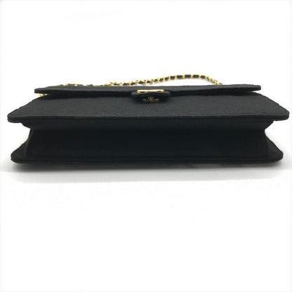 Chanel CC Logo Cotton Jersey Quilted Chain Shoulder Bag Black