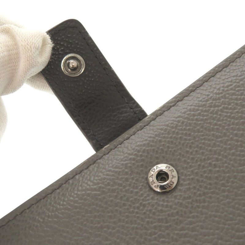 Prada Leather Gray Bifold Long Wallet Bifold Long Wallet Long Wallet 1332 Prada