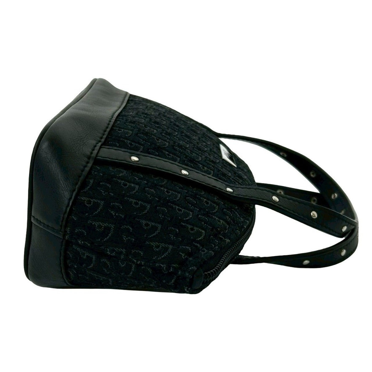 Dior Trotter Pattern Logo Canvas Leather Mini Handbag Black — view 6