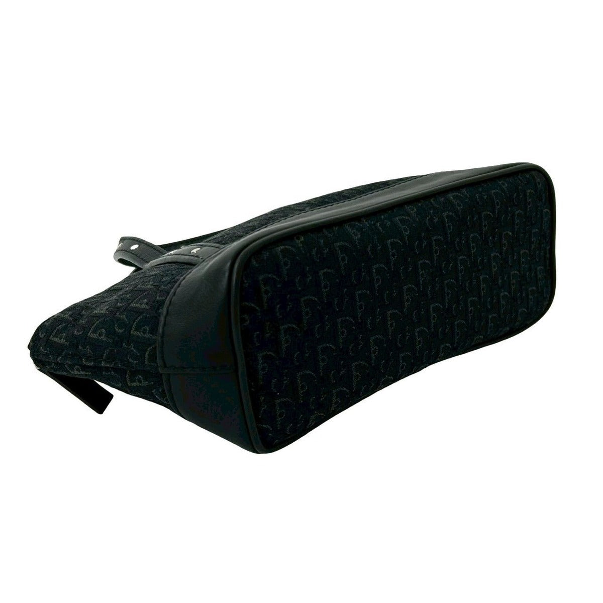 Dior Trotter Pattern Logo Canvas Leather Mini Handbag Black — view 7