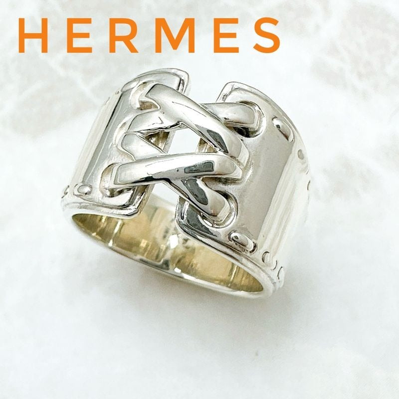 Hermes Mexican Corset Silver Ring 51 No 10