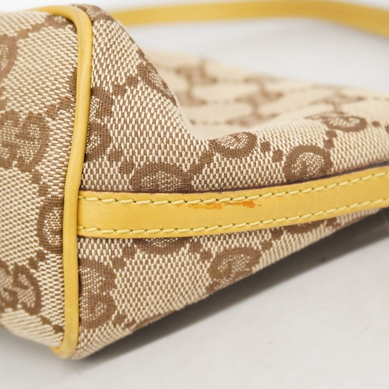 Gucci Handbag GG Canvas 07198 Canvas Brown Yellow Silver Hardware Women